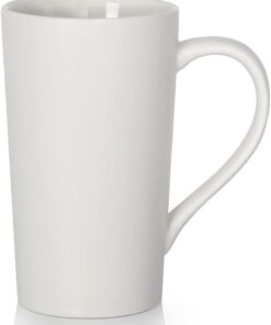 Smilatte 20 oz Extra Large Coffee Mug, M007 Plain Tall Big Ceramic Latte Milk Tea Cup with Handle for Dad Men Women, White
