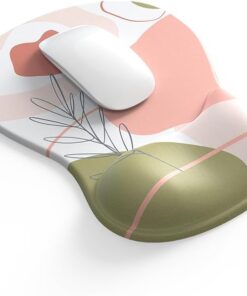 Comfortable Mouse Pad with Gel Wrist Rest, Ergonomic Mouse Pad for Pain Relief, Smooth Wrist Support Surface and Non-Slip PU Base for Computer, Laptop, Office&Home(A05-Rose)