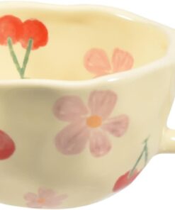 Koythin Ceramic Coffee Mug, Creative Flower Cup for Office and Home, Dishwasher and Microwave Safe, 8.5 oz/250 ml for Latte Tea Milk, Suitable for Mom on Mother's Day (Pink Cherry)