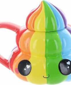 Seven20 Rainbow Emoji Coffee Mug, 20oz - Funny Cute Poop Swirl Design with Lid - Great Gift for Kids and Adults - Ceramic- Ceramic