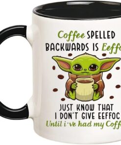 Fonhark - Alien Mug, Coffee Spelled Backwards is Eeffoc, Just Know That I Don't Give Eeffoc Until I've Had My Coffee, 11 Oz Novelty Coffee Mug/Cup