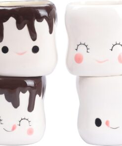 Marshmallow Mugs Set of 4 Cute Marshmallow Cups for Kids Hot Chocolate Cocoa Mugs Gifts for Kids Women Christmas Mother's Day Cute Mug 6OZ