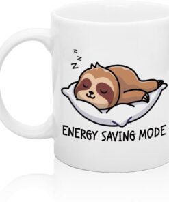 XQLZY Energy Saving Mode Sloth Funny Coffee Mug, Cute Work, Lazy Mode Mug, Humorous Sarcastic Office Gifts for Men Women Friend Coworker Boss Sloth Lover, Gifts for Woman Sister BFF