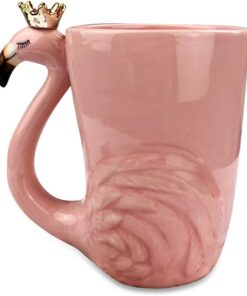 16 oz Cute Pink Coffee Mug Ceramic Flamingo Gift Unique Cups Mom Day Gift for Women Her Grandma Pretty Mug Funny Coffee Cup Funky Xmas Presents for Girlfriend Decorative Animal Decor Christmas Mugs