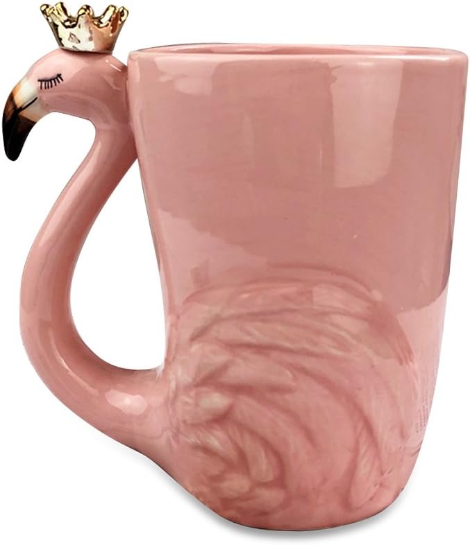 16 oz Cute Pink Coffee Mug Ceramic Flamingo Gift Unique Cups Mom Day Gift for Women Her Grandma Pretty Mug Funny Coffee Cup Funky Xmas Presents for Girlfriend Decorative Animal Decor Christmas Mugs