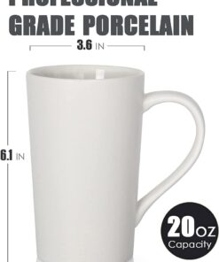 Alternative view of Smilatte 20 oz Extra Large Coffee Mug, M007 Plain Tall Big Ceramic Latte Milk Tea Cup with Handle for Dad Men Women, White