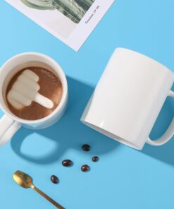 Alternative view of Up Yours Mug Thumbs Up Ceramic Middle Finger Coffee Cup 14 Ounces Milk Tea Funny Coffee Gift Mug for New Year, Christmas, Halloween and Birthday(White1)