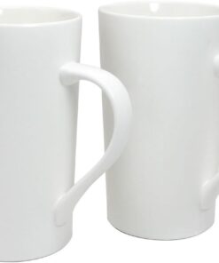 20 OZ Simple Pure White Mug (Set of 2) Plain Large Tall White Ceramic Milk Tea Coffee Mug with Handle as A Gift for Dad Mom Friends, 2pcs