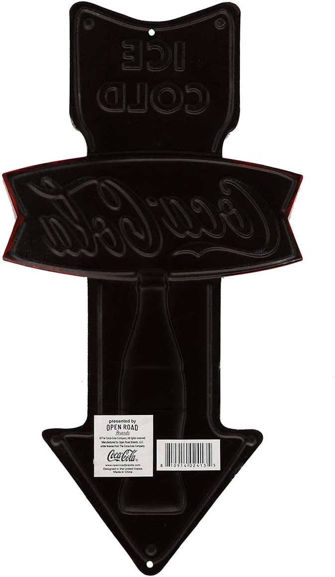 Coca-Cola Ice Cold Arrow Embossed Metal Sign - Vintage Diner Coca-Cola Sign for Kitchen or Man Cave - Image 3