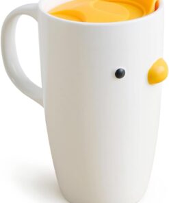 PURROOM Duck Coffee Mug with Lid, Travel Cup with Handle & Sealed Lid. 20 oz Cute Chick Tall Cup, Safety Ceramic. Best Gifts For Coffee Lover.