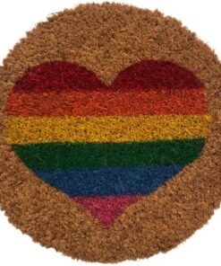 Rainbow Heart 9 Inch Round Insert for 2' X 3' Doormat, Fits Calloway Mills 160012436 Door Mat