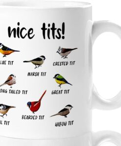 Jigfoxy Nice Tits Bird Mug, Funny Birds Coffee Mugs, Gifts for Bird Lovers Women Men - 11 Oz