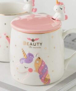 Alternative view of BigNoseDeer Unicorn Mug Cute Ceramic Coffee Mug with Lovely Unicorn Spoon, Morning Cup Novelty Coffee Tea Milk Christmas Mug Gift for Girls Magic Unicorn Lovers 380ML (Pink Unicorn)