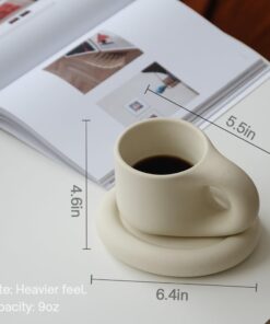 Alternative view of WENSHUO Chubby Funny Coffee Mug, Novelty Cute Cup and Saucer, Matte Crème, 9 oz (Matte Crème)