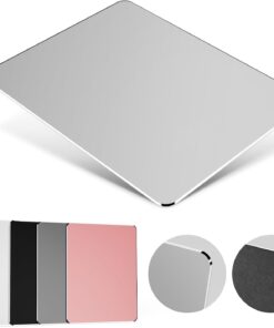 HONKID Hard Metal Mouse Pad for Desk, Aesthetic Rigid Mouse Pad for Magic Mouse and Pro/Air with Stable Rubber Base, Aluminum Mousepad for Travel and Home Office (Silver)