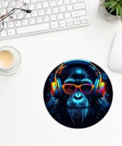 Alternative view of QUICQOD Gamer Monkey Mouse Pad,Trendy Teen Boy Gift,Game Lover Gifts,Round Mouse Pad,Non-Slip Rubber Base Mousepads for Home Office Dorm Desk Decor,8.7 x 8.7 Inch