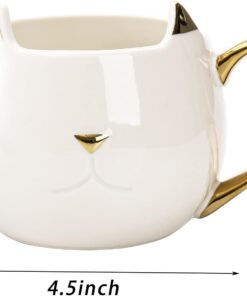Alternative view of SOUJOY 2 Pack Cat Coffee Mug, 14 Oz Ceramic Cute Tea Milk Cup with Spoons for Women Girl Cat Lover, Black and White Couple Mug with Gold Metallic Finish for Valentine's Day, Birthday, Party