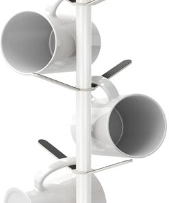 Mug Holder Tree with Marble Base, 8 Hooks White Coffee Cups Holder Stand, New Upgrad Stable Removable Mug Rack for Kitchen Cafe