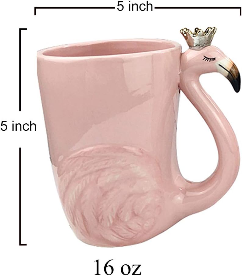 16 oz Cute Pink Coffee Mug Ceramic Flamingo Gift Unique Cups Mom Day Gift for Women Her Grandma Pretty Mug Funny Coffee Cup Funky Xmas Presents for Girlfriend Decorative Animal Decor Christmas Mugs - Image 7