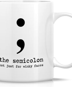 Retreez Funny Mug - The Semicolon Not Just For Winky Faces Grammar Teacher 11 Oz Ceramic Coffee Mugs - Funny Sarcastic Inspirational Thank You birthday gifts for him her writer editor friend coworker