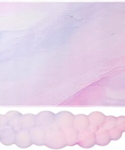 Gaming Desk Mat with Keyboard Wrist Rest Set, 4 in 1 Large Mouse Pad & Cloud Keyboard Wrist Rest& Mouse Wrist Rest&Coaster, Comfort and Support for Typing and Gaming(Purple Gradient)