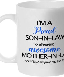 Fatbaby Funny Son In Law Coffee Mugs, Humorous Birthday Fathers Day Gift Teac Cup for Son-In-Law from Mother In Law 11oz