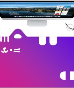 Dapesuom Large Gaming Mouse Pad, Extended Mouse Mat with Stitched Edges, Cute Anime Cat Keyboard Pad with Non-Slip Base, Big XXL Desk Mats for Gamer, Computer, 29.5 x 15.9in, Lavender Indigo Gradient