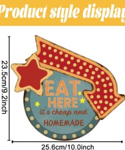 Alternative view of WEBEEDY Eat Here Tin Sign Vintage Wall Decor Eat Sign Kitchen Decoration Vintage Metal Tin Signs Food Truck Signs Dining Signs for Snack Bar Summer Wall Hanging Decorations Gift, 25.6x23.5cm/10.08x9.25''