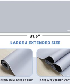 Alternative view of Large Gaming Mouse Pad 31.5 x 11.8 in, Extended Desk Mat for Keyboard and Mouse, Non-Slip Rubber Base, Smooth Waterproof Surface, Stitched Edges, Black Mousepad for Office & Home,Gray