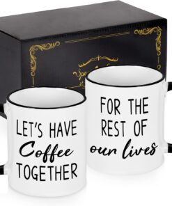 Maustic Wedding Engagement Newlywed Gifts for Couples, His and Hers Mr and Mrs Gifts, Bridal Shower Gift, Let's Have Coffee Together for the Rest of Our Lives Coffee Mugs Set,11 Oz