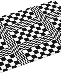 Alternative view of Black White Checkered Optical Art Dish Drying Mats for Kitchen Counter & Sink, Absorbent Microfiber Drying Pad for Dishes, Reversible Modern Geometric Dish Drainer Rack Mats, Home Decor, 18" x 24"