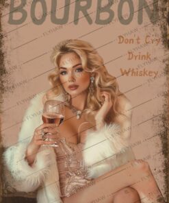 The Babes Of Bourbon Bar Sign Vintage Tin Signs Pin Up Wall Art Poster Multicolor Wall Decor Design for Cafes Bar Pub Beer Club Wall Home Decor 12x16 Inch