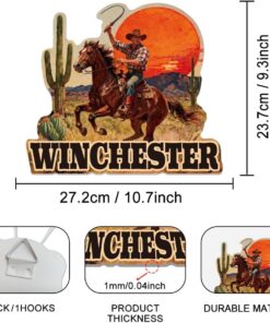 Alternative view of DOODLREAM Winchester Cowboys Tin Sign Retro Metal Wall Decor 10.7" x 9.3" Western Cowboy Riding Horse Vintage Wall Art Poster for Home Cafe Bar Kitchen Bedroom Man Cave Indoor Outdoor Decor Gift