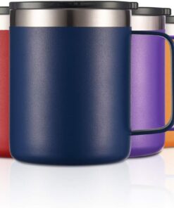Alternative view of ALOUFEA 12oz Stainless Steel Insulated Coffee Mug with Handle, Double Wall Vacuum Travel Mug, Tumbler Cup with Sliding Lid, Navy