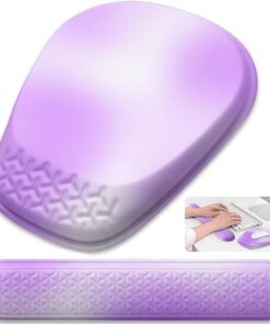 Mouse Pad with Wrist Rest, Comfortable Memory Foam Wrist Rest for Computer Keyboard, Ergonomic Mouse Pad Set for Easy Typing & Pain Relief - Gradient Purple