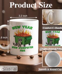 Alternative view of New Year New Dumpster Fire Ceramic Coffee Mug for Women Men, Funny Raccoon Dumpster Fire Coffee Mug Gifts for Nurse Best Friend Coworker, Humor Sarcastic Gifts, New Year Xmas Present