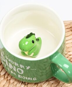 Cute Dinosaur Coffe Mug with Dino Inside Dinosaur Print Stuff Mugs with Spoon 12 Oz Tea Cups Ceramic Cup Funny Coffee Mugs with Spoon Mugs Birthday Gift for Women Friends Dinosaurs Lover