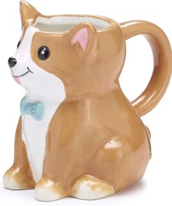 Alternative view of Burton Corgi Coffee Mug with Gift Box, Brown Porcelain Ceramic Cup with Handle, 10 oz Capacity