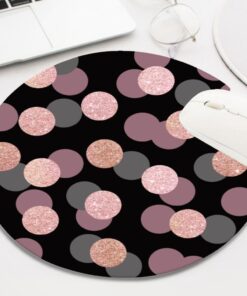 Alternative view of Rose Gold Pink Confetti Design Mouse Pad, Gaming Round Mousepad for Computer Laptop Non-Slip Rubber Desk Mat,Cute Office Accessories (8 Inch)
