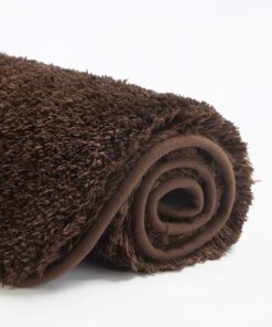 Suchtale Bath Mat Non Slip Bathroom Mat (16 x 24, Brown) Water Absorbent Soft Microfiber Shaggy Mat Machine Washable Thick Plush Rug for Shower