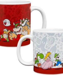 Super Mario Bros Official Licensed Nintendo Coffee Mug, Nostalgic Gamer Icon Gift for Luigi, Yoshi and Princess Peach Collectors 10oz Novelty Pop Culture Teacup by Paladone