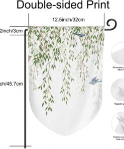 Alternative view of Uanvaha Eucalyptus Floral Hummingbird Bird Welcome Garden Flags 12.5x18 Inch Watercolor Green Leaves on The Top Double Sided Polyester Outdoor Yard Home Decor