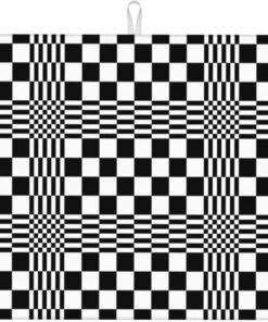 Black White Checkered Optical Art Dish Drying Mats for Kitchen Counter & Sink, Absorbent Microfiber Drying Pad for Dishes, Reversible Modern Geometric Dish Drainer Rack Mats, Home Decor, 18" x 24"