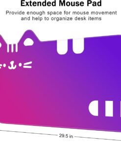 Alternative view of Dapesuom Large Gaming Mouse Pad, Extended Mouse Mat with Stitched Edges, Cute Anime Cat Keyboard Pad with Non-Slip Base, Big XXL Desk Mats for Gamer, Computer, 29.5 x 15.9in, Lavender Indigo Gradient