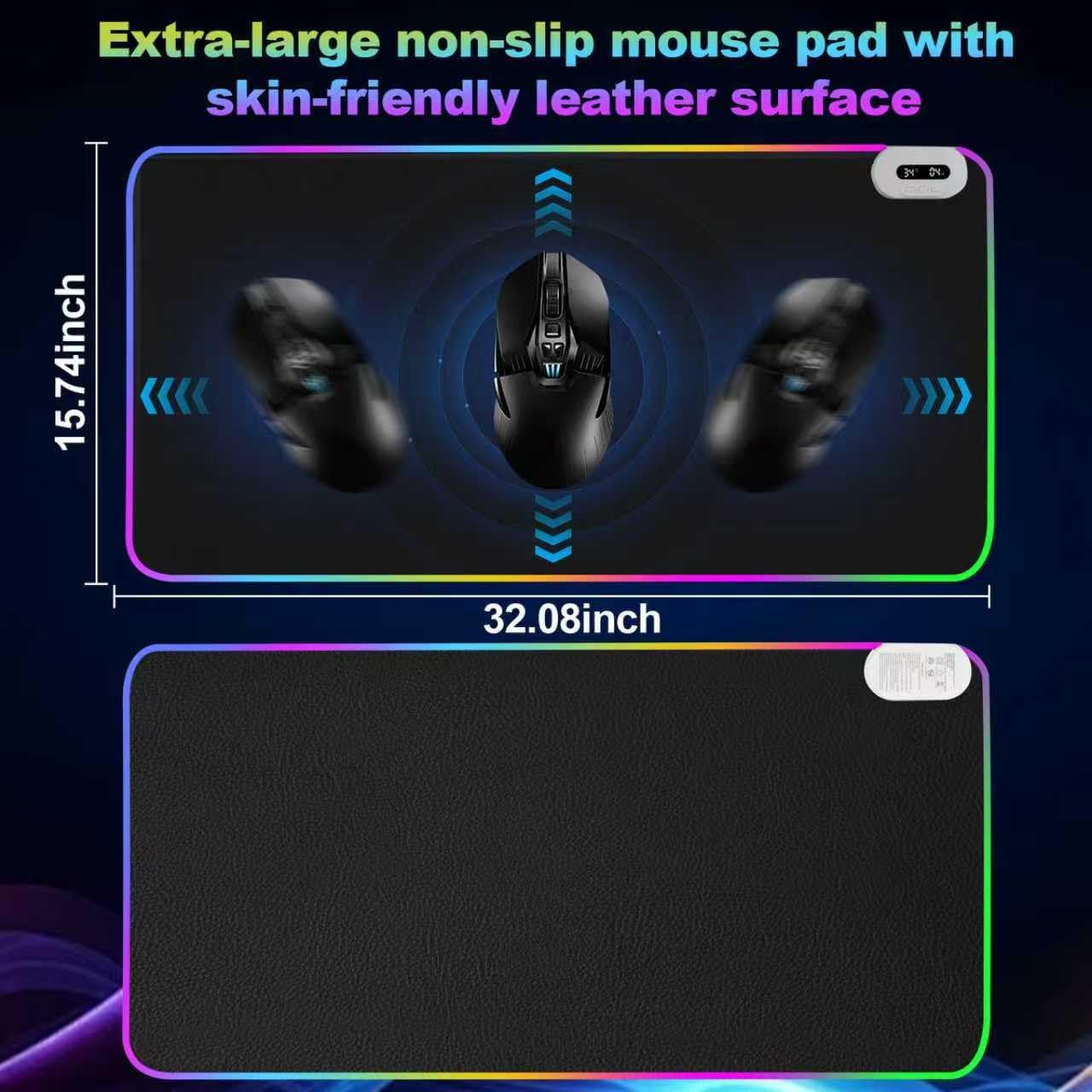 Heated Desk Pad Mouse Pad - Warm Desk Pad - 6-Level Temperature Adjustment, Smart Temperature Control & 8-Hour Timer Auto Shut-Off, LED Gaming Mouse P - Image 6