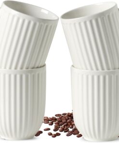 HASENSE Coffee Mugs Set of 4, 16 Oz Coffee Mugs with Big Handle, Large Modern White Ceramic Coffee Cups for Latte, Tea, Cocoa, Milk, Cappuccino, Microwave & Dishwasher Safe, Ideal for Housewarming