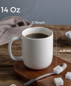 Alternative view of AmorArc 14oz Coffee Mugs Set of 6, Ceramic Coffee Mugs with Large Handle & Wavy Rim for Latte/Hot Cocoa/Tea, Stylish Coffee Cups for Men Women. Oven,Dishwasher&Microwave Safe, Matte White