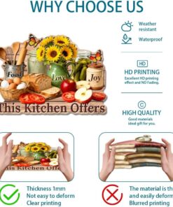 Alternative view of GLOBLELAND Kitchen Tools Vintage Metal Tin Sign Sunflower Butterfly Plaque Poster This Kitchen Offers Food Love Joy Metal Wall Decorative Tin Signs for Kitchens Stores Farmer's Markets