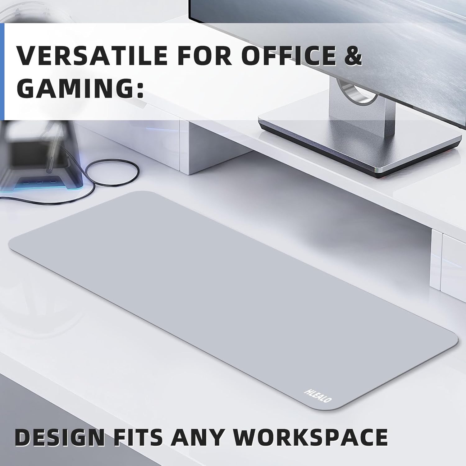 Large Gaming Mouse Pad 31.5 x 11.8 in, Extended Desk Mat for Keyboard and Mouse, Non-Slip Rubber Base, Smooth Waterproof Surface, Stitched Edges, Black Mousepad for Office & Home,Gray - Image 5