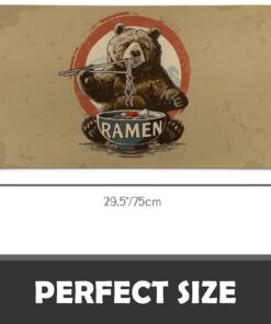 Alternative view of Plistiz Bear Ramen Indoor Door Mat, 17x29.5 Inch, Floor Area Rug for Entryway, Living Room, or Bathroom, Non-Slip Doormat, Fun Cartoon Home Decor Rug Gifts